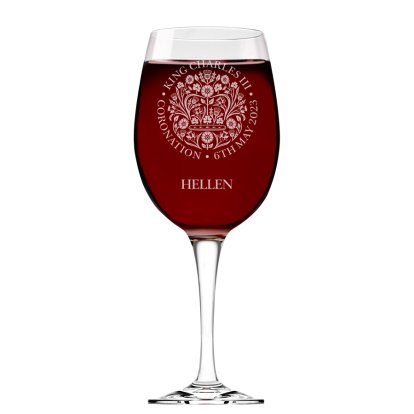 Personalised King Charles III Coronation Wine Glass
