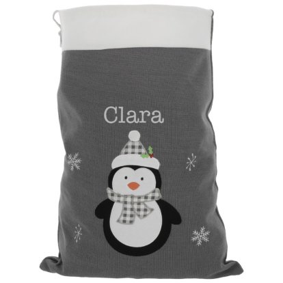 Personalised Knitted Christmas Sack - Penguin