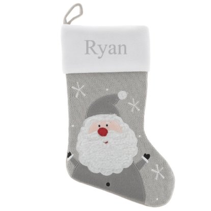 Personalised Knitted Christmas Stocking with Santa
