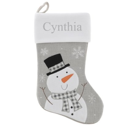 Personalised Knitted Christmas Stocking with Snowman