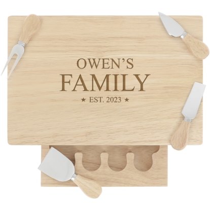 Personalised Large Cheeseboard Gift Set - Family 