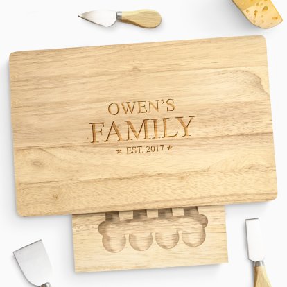 Personalised Large Cheeseboard Gift Set - Family