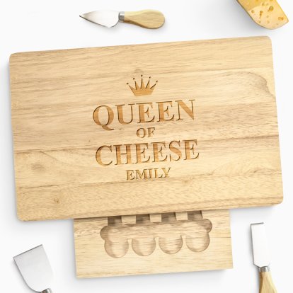Personalised Large Cheeseboard Gift Set - Queen