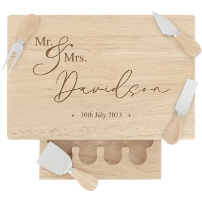 Personalised Large Wedding Cheese Board Set  - Mr & Mrs