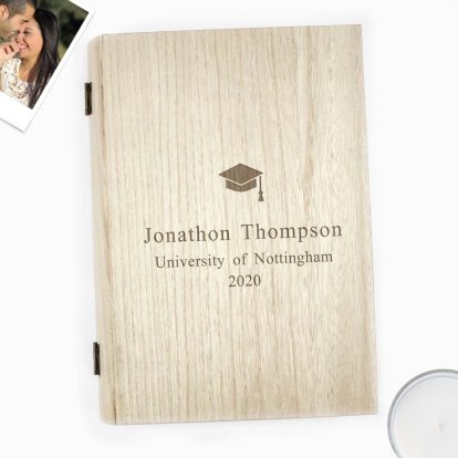Personalised Large Wooden Book Box - Graduation