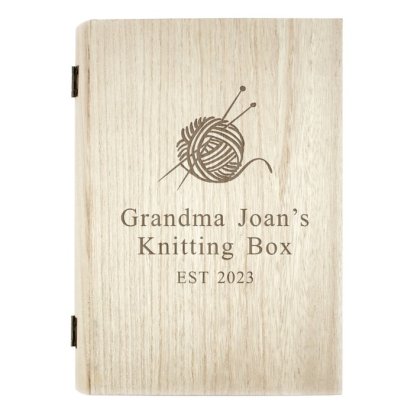 Personalised Large Wooden Book Box - Knitting Box