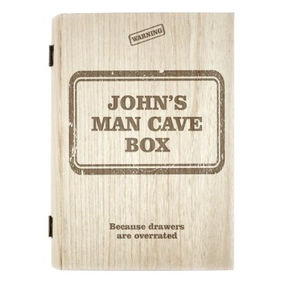 Personalised Large Wooden Book Box - Man cave Box