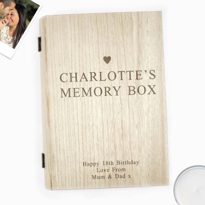 Personalised Large Wooden Book Box - Memory Box 