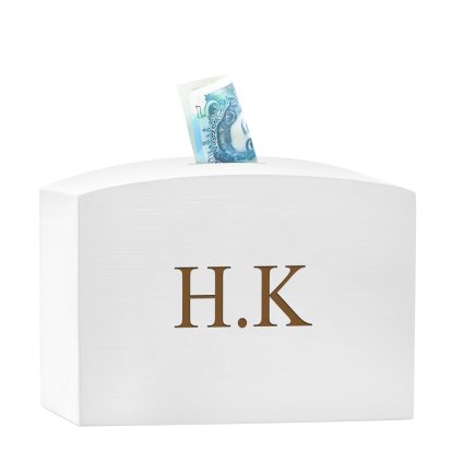 Personalised Large Wooden Money Box - Any Initials