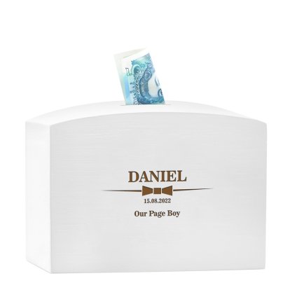 Personalised Large Wooden Money Box - Classic Bow Tie