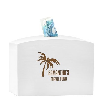 Personalised Large Wooden Money Box - Travel Fund
