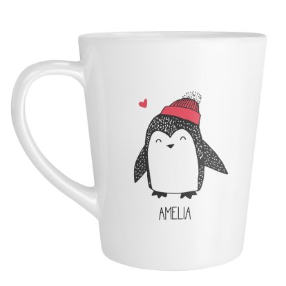 Personalised Latte Mug - Cute Penguin