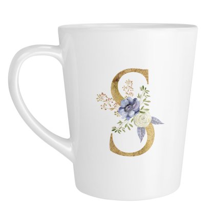 Personalised Latte Mug - Floral Initial
