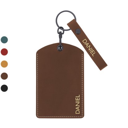 Personalised Leather Card Holder & Keyring Set