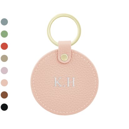 Personalised Leather Circle Keyring - Initials