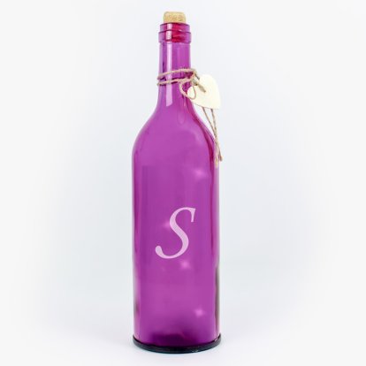 Personalised Light Up Purple Wine Bottle - Script Initial