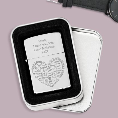 Personalised Lighter - Heart Scrabble & Message