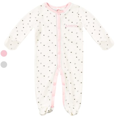 Personalised Little Stars  Baby Girl Sleepsuit