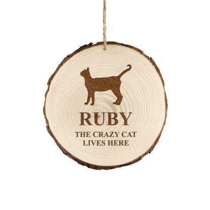 Personalised Log Hanging Decoration - Cat Lovers
