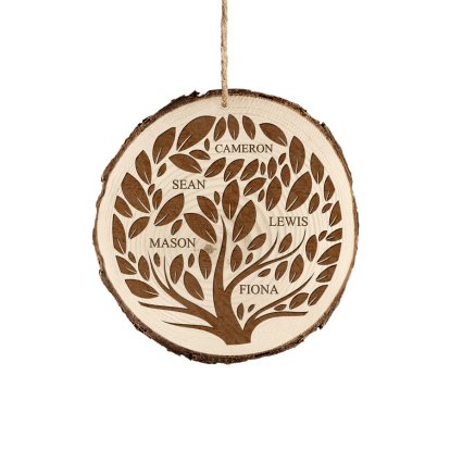 Personalised Log Hanging Decoration - Family Tree