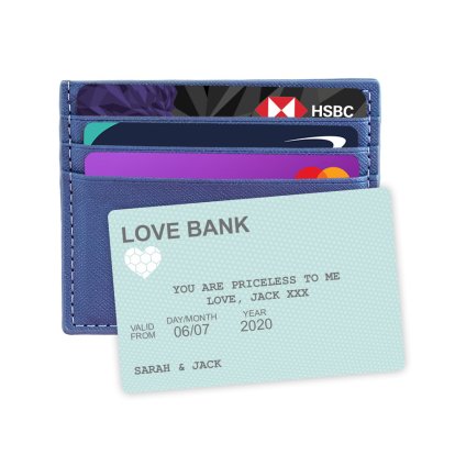 Personalised Love Bank Metal Wallet or Purse Card