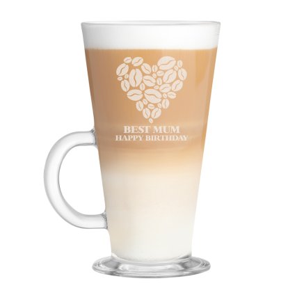 Personalised LOVE Beans Glass Latte Mug