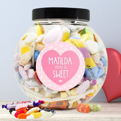 Personalised Love Heart Sweet Jar for Her