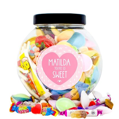 Personalised Love Heart Sweet Jar for Her