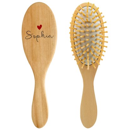 Personalised Love Heart Wooden Hair Brush 