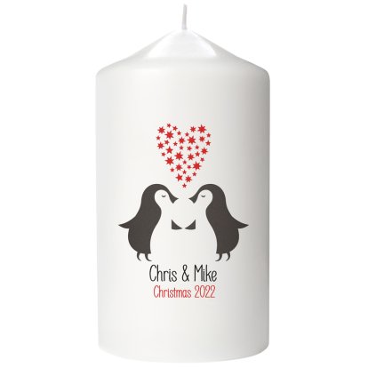 Personalised Loving Penguins Candle 