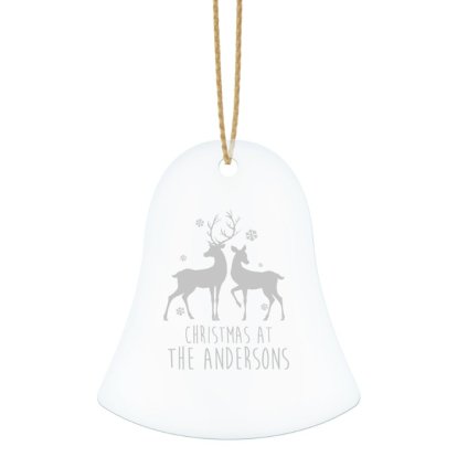 Personalised Loving Reindeers Glass Bell Decoration