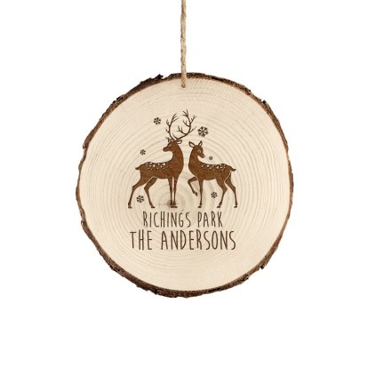 Personalised Loving Reindeers Tree Log Decoration