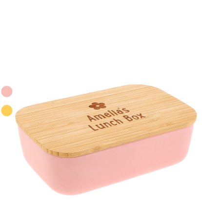 Personalised Lunch Box with Bamboo Lid - Flower