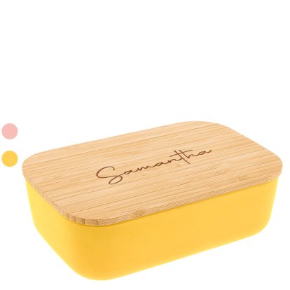 Personalised Lunch Box with Bamboo Lid - Name