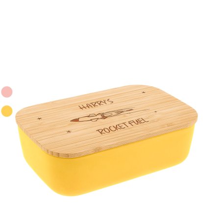 Personalised Lunch Box with Bamboo Lid - Rocket