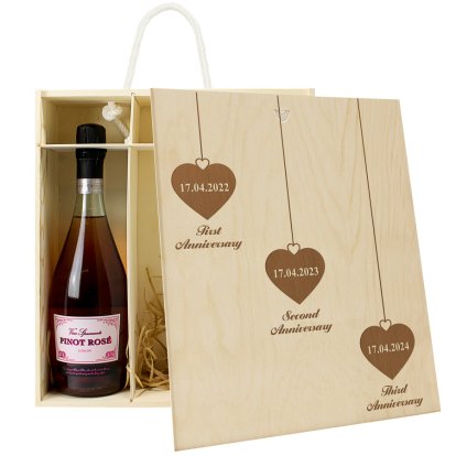 Personalised 3 Bottle Anniversary Champagne Box 