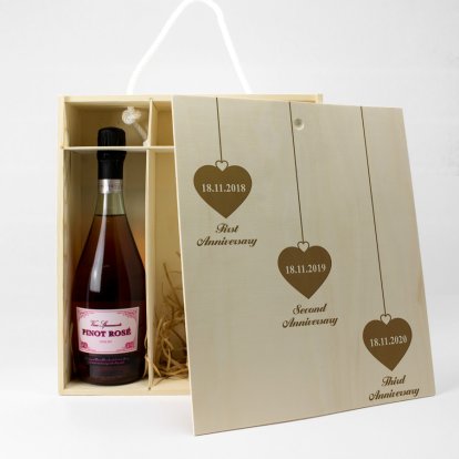 Personalised 3 Bottle Anniversary Champagne Box 