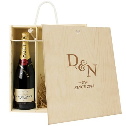 Personalised 3 Bottle Wine / Champage Box - Couples 