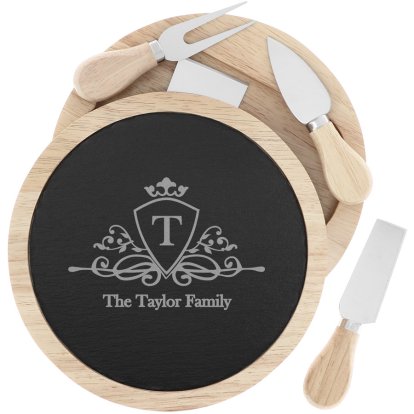 Personalised Luxury Cheeseboard Set - Family Crest