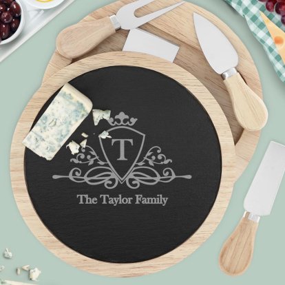 Personalised Luxury Cheeseboard Set - Family Crest