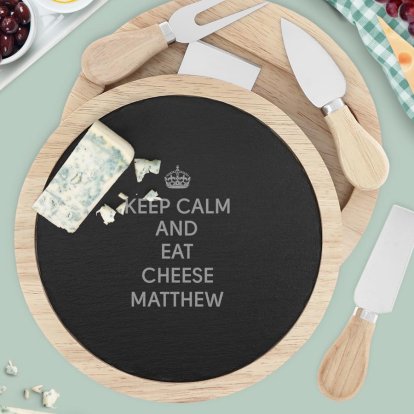 Personalised Luxury Cheeseboard Set - Keep Calm 