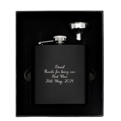 Personalised Luxury Message Black Hip Flask