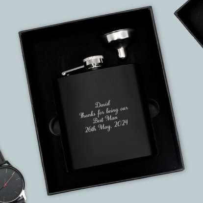 Personalised Luxury Message Black Hip Flask 