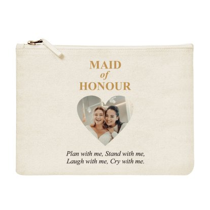Personalised Maid of Honour Canvas Clutch Bag - Photo Upload