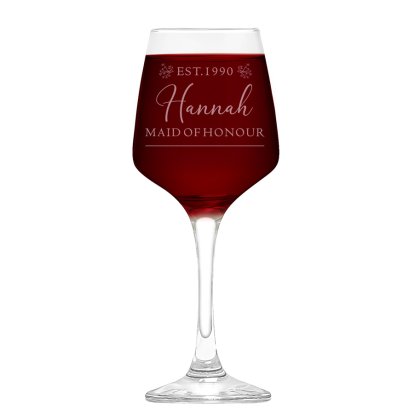 Personalised Maid of Honour Elegance Wine Glass