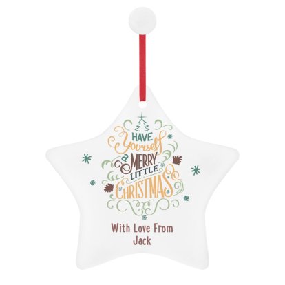 Personalised Merry Little Christmas Ceramic Star Decoration