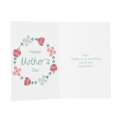 Personalised Message Card - Floral Wreath Design