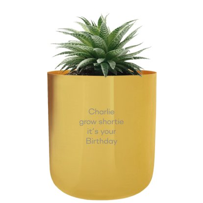 Personalised Message Gold Metal Planter