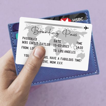 Personalised Metal Boarding Pass Keepsake Card