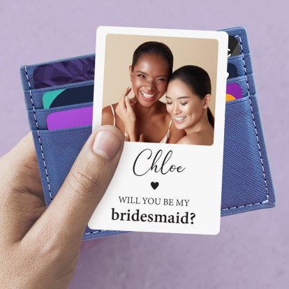 Personalised Metal Photo Keepsake Card for Bridesmaid